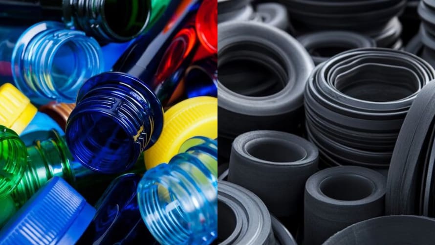 Both plastic and rubber have significant environmental impacts.